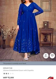 Blue anarkali kurta duppatta set