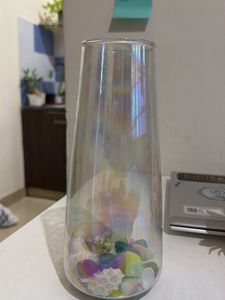 Iridescent Glass Vase with Shells