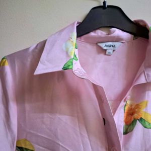 Light Pink Floral Shirt Dress