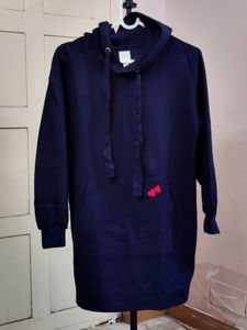 💥BUY1GET1💥 H&M navy blue H&M hooded sweatshirt dress