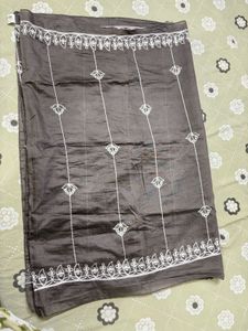 Embroidered Grey Scarf