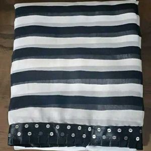 DESIGNER BLACK AND WHITE ZEBRA PRINT SAREE..