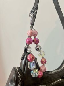 Pink Beaded Keychain
