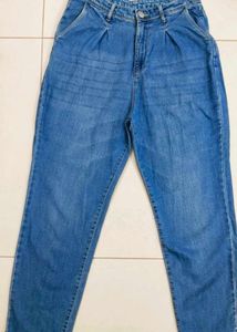 Mom Fit High Rise Blue Jeans