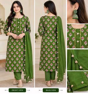 Green suit with Dupatta free earings