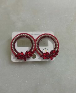 Sparkling Red Hoop Earrings
