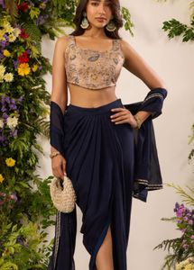 Alaya by Stage Mastaani Midnight Navy Drape set