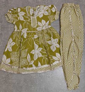 Cute Green Floral Kurta Set