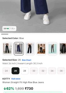 kotty Straight Fit High rise blue jeans