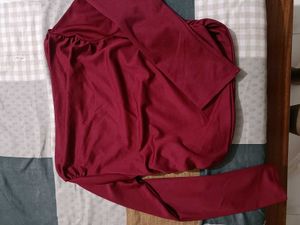 Maroon Long Sleeve Ruched Top