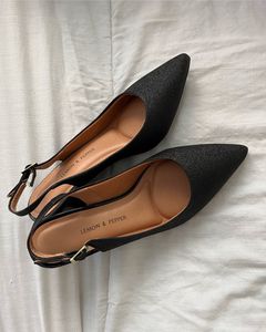 Lemon &amp; Pepper Slingback Sandals/Heels