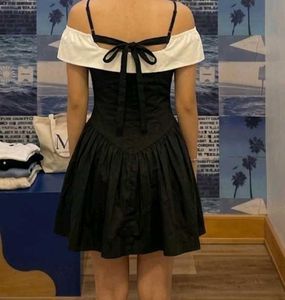 y2k Chic Black &amp; White Off-Shoulder Dress
