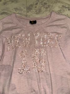 Cute Pink Sequin Detail Long Sleeve Top