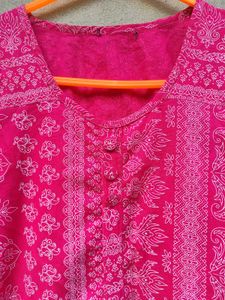 Vibrant Pink Printed Kurta