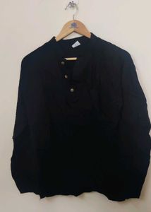 Pure Linen Black Kurta