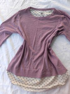 mauve polka dot sweatshirt