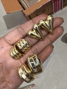 Chic Gold Heart & Hoop Earrings Set
