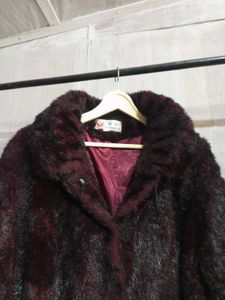 Burgundy Faux Fur Coat