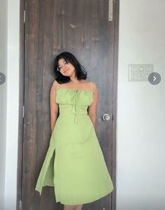 Cute Light Green Ruched Midi Dress