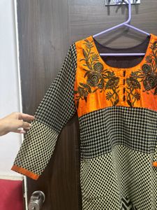 New Orange 🍊 Embroidery Kurti for ladies
