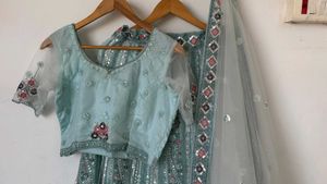 Sequined Lehenga Choli Set 🩵