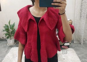 Chic Red Knit Cardigan