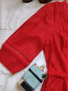 Chic Red Lace Detail Dress