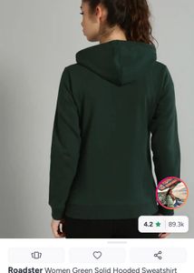 Roadster Women's Green Zip-Up Hoodie