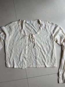 Cream Cropped Cardigan