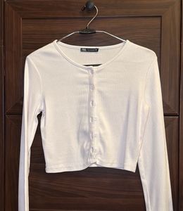Zara Ribbed Cropped Cardigan