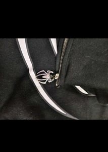 black graph hooded loose fit jacket
