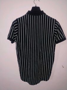 Black &amp; White Striped AX Polo T-Shirt | Men’s