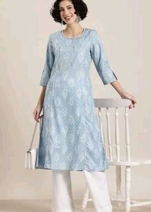 Light Blue Printed Kurta