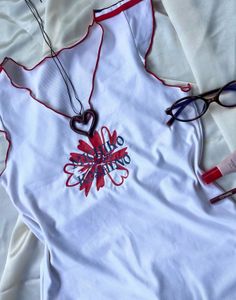 Cute White Top With Red Trim