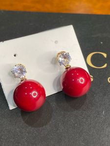 Red Pearl Drop Earrings
