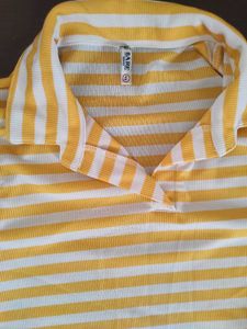 Yellow &amp; White Striped Polo Shirt