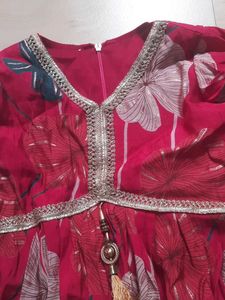 Beautiful Red Floral Kurta Set with Dupatta