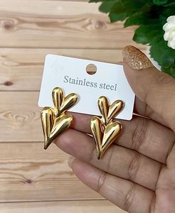 Gold Heart Dangle Earrings