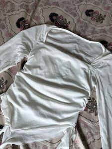 Chic White Mesh Ruffle Top