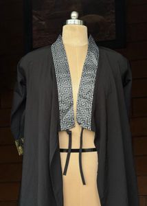 Elegant Black Kimono with Unique Neckline