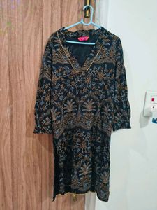 Printed Black Kurta