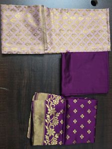 unstitched Silk Dress Material Set with dupatta