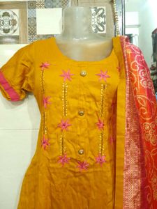 Yellow Embroidered Kurta Set