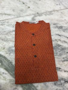 Rust orange Printed Cotton Kurta