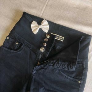 Black Women Button Up Jeans