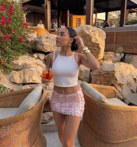White Halter Crop Top