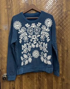 Blue Embroidered Crewneck Sweatshirt) Brand new