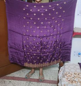 Beautiful Purple Embroidered Crepe Suit Set