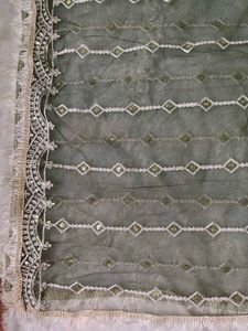 Embroidered Net Dark green dupatta