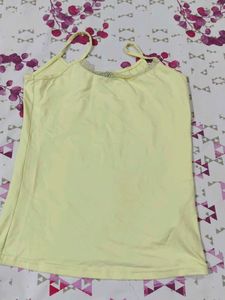 Light Yellow Camisole with Lace Trim